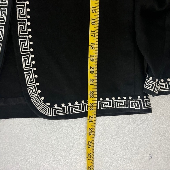 Parisian Signature Linen Blazer Women's 10 Embroidered Black Long Sleeve - Picture 13 of 13